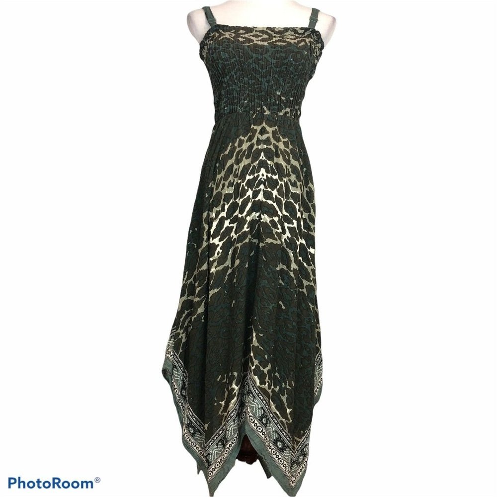 Soft Surroundings Maxi Dress Handkerchief Hem Removable Straps Small